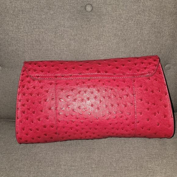 Merona Pink Ostrich Envelope Clutch Purse EUC - Picture 5 of 7